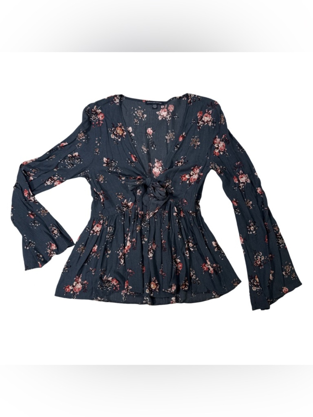 American Eagle | Tie Front Floral Blouse Size M